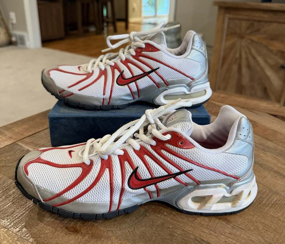 Vintage 2007 Nike Air Max Torch 5 SL White Red Silver 316124-162 Men's Size 8 - Picture 2 of 9